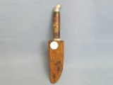 West Cut Leather Handle Knife Boulder Colorado With Leather Sheath