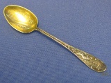 Small Sterling Silver Souvenir Spoon – Denver, CO. - Man w Pickax – 3 1/2” - 4.2 grams
