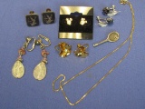 Sterling Silver: Vintage Earrings – Van Dell – Siam – Tennis Racket Pin – 16” Chain