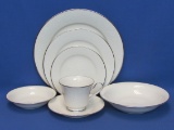 7 Piece Place Setting of Noritake “Affection” - White on White Floral – Includes Dinner Plate