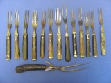Mixed Lot of Primitive Forks – Civil War Era? - Wood Handles – 2 to 4 Tines – 1 Carving Fork