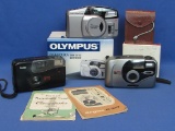 Mixed Camera Lot: Three 35mm Camera – Ansco Anscolite II in Box – 2 Manuals