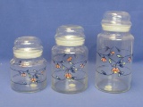 Princess House – 3 Piece Crystal Canister Set – 1991 – 5 1/4” to 8 1/2” tall – Original box