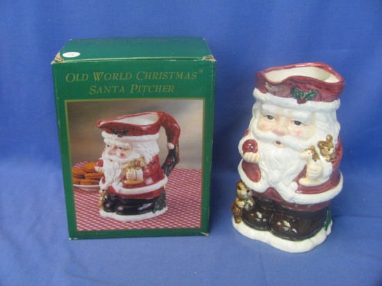Old World Christmas Santa Pitcher – World Bazaars Inc.- Original Box – Stands 8 ¼” Tall