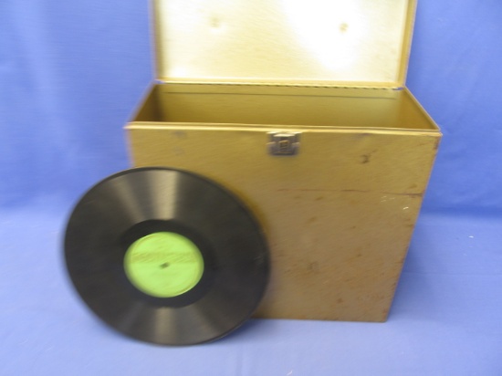 Metal Case of 25 Vintage 10- Inch 2 Sided Shellac? Records – 1 song each side