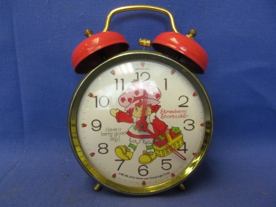Vintage Strawberry Shortcake Alarm Clock by Bradley – 6 1/4” T x 3 1/2” DIA