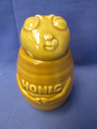 Vintage 1984 MGA Ceramic Bee Honey Jar (German)  “Honig” Appx 5” T x 2 1/2” DIA