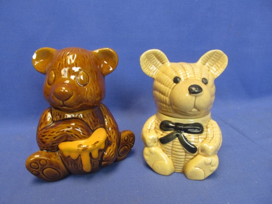 2 Vintage Honey Bear Honey Pots – Ceramic – Made in Taiwan – each 5” T