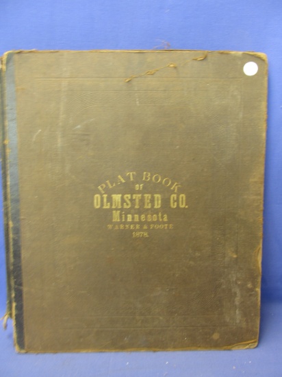 1878 Plat Book of Olmsted Co. Minnesota – Cover & Pages are delicate condition – Hand-Colored Maps