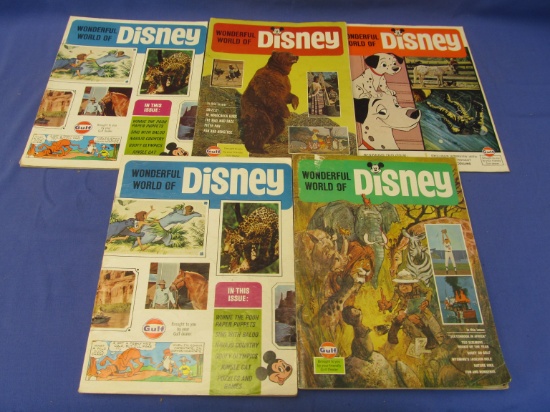5 Vintage Disney Magazines 1970's -”Wonderful World of Disney” brought to you by Gulf Dealer