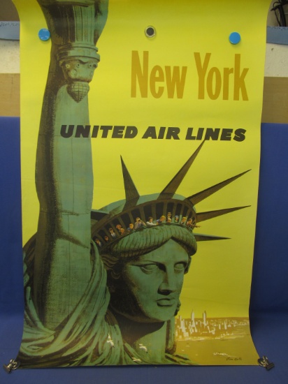 Vintage United Airlines Poster  New York Stan Galli