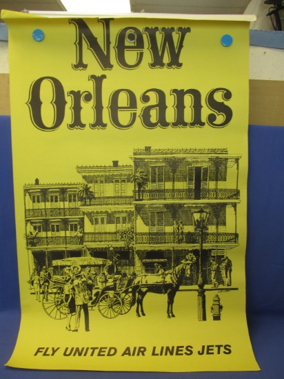 Vintage United Airlines Poster New Orleans “Fly United Air Lines Jets”