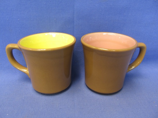 2 Vintage Genuine Taylor Mugs Made in USA 1 Pink & 1 Yellow Made between 1956 & 1966