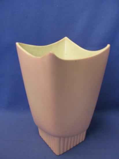 Stanford Sebring Ohio 208-B 9 1/2” T Console Vase – “Fluffy” Pink color Eggshell White inside - MCM