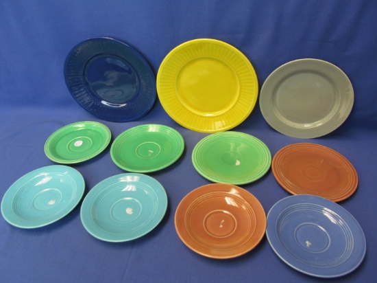 Asst. 8 1/2” -6” Colorful, Unmarked Glazed Pottery Dishes & Saucer – Looks like Modern Fiesta Ware 1