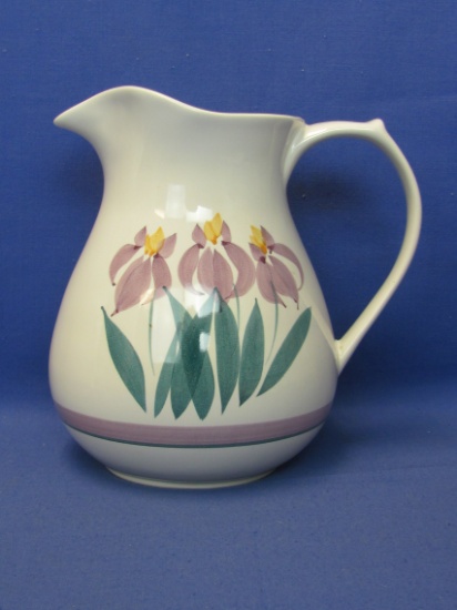 Ceramic/Pottery Pitcher by Clay Design – Purple Floral Design – 8 1/2” tall