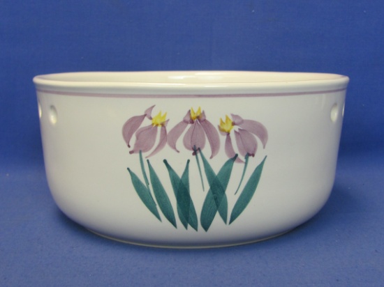 Ceramic/Pottery Bowl – Hanging Planter? by Clay Design – Purple Floral Design – 8 3/4” in diameter