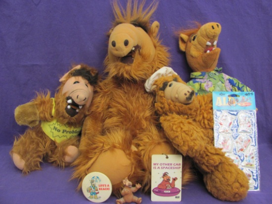 ALF (TV Show) 3 Plush Figures – 1 Hand Puppet – Stickers – Key Chain & more