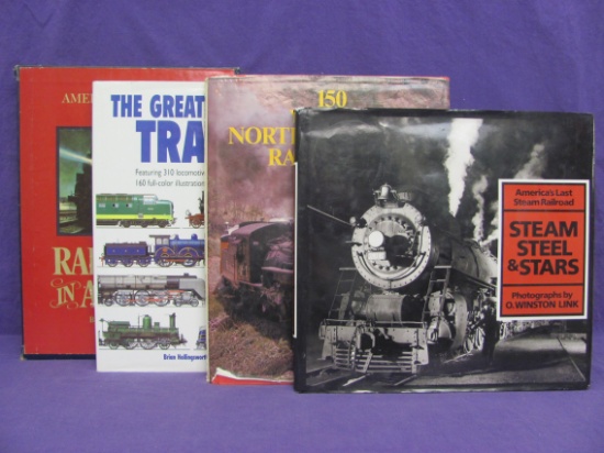 4 Hardcover Books on Trains – Steam Steel & Stars – The Great Book of Trains – Railroads in America