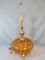 Vintage Table Lamp – Amber Glass w/ Metal Stand – Tested & working – No shade - ~23 1/2”T w/o harp –