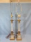 Pair of Vintage Table Lamps – Glass & Metal w/ a classical look resembling columns – 24”T w/o harps