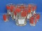 Set of 6 Highball Glasses & 3 Shot Glasses – Red & Gold Paint w Drink Recipes