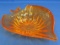 Orange Glass Dish – Leaf Shape – 10 3/4” long – 2 3/8” tall – Ground base