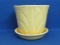 Yellow Pottery Planter – Marked “320 USA” - Attached Saucer – 5 3/4” tall – Leaf Design