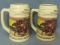 2 1989 Canterbury Cup Ceramic Beer Steins Listing Winners 1985-1988 & Drawing of 1988 Finish – 6 1/2
