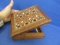 Vintage 6 1/2” Square Carved Wooden Trinket Box w/Inset Bone Design on Lid – India