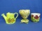 3 Pieces of Italian Ceramic: Pottery Watering Can, Pottery Planter & Bisque Pot w/ raised Design