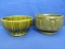 2 Vintage Dark Green Glazed Mc Coy Planter Bowls: One Marked 494 USA One Unmarked Appx 6 1/2-7” DIA