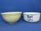 2 Pottery Bowls: Vintage Yellow 9 1/2” Mixing Bowl & 8 3/4” DIA Pop's Corn Popcorn Bowl