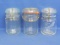 3 Glass Jars with Wire Bails – 2 are Hazel-Atlas – 1 Ball Ideal – 5 1/4” tall