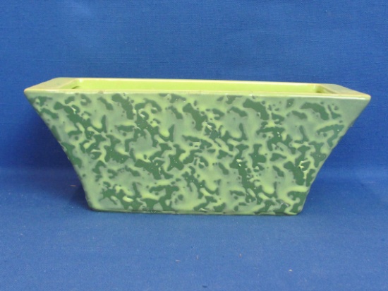 1956 McCoy Pottery Planter in the Brocade Line – Mottled Green – 10” long