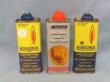 Ronsonol Lighter Fluid Cans & Regent Baseball Glove Conditioner Can – 4 & 4 ½ Ozs