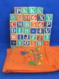 Set of 40 Wood Blocks in Orange Canvas Bag “VIK – Very Important Kids”