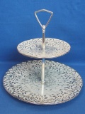 2 Tiered Serving Tray by Stangl – In Colonial Silver Pattern – Bottom Plate is 10”