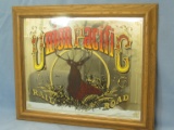 Union Pacific Rail Road “Bar” Mirror Decorated with a Stag – Glass – Printed design 19 ½ x 23 1/2” F