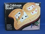 29 Cribbage Board by Pressman – Wood with 3 Lanes – Instructions & Pegs included