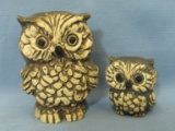 1978 Enesco Owls 4” &  2 1/2” Tall – Pottery