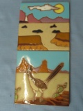 Two 6” Square Hand Painted Trivets - Sun Tile Mountain Air, NM—by Steve McVey, a leader in hand pain