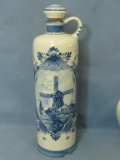 Delft Hand-Painted Decanter – Made in Holland – 11 1/2” Tall 3” DIA