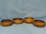 4Vintage Goodwood Genuine Thailand Teak Turned Wood Salad Bowls 5” DIA Each