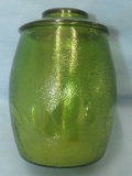 1970's Bartlett Collins Olive Avocado Green Glass Mushroom Design Cookie Jar – Stands Appx8.5