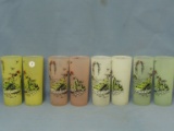 Vintage Southern Belle Frosted Glass Tumblers 2 Sets of 4 Yellow, Green, Pink & White