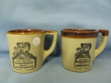 2 Monmouth Pottery Mugs -”Prof. Barber's Goose-Grease Produces a Luxuriant Moustache” design