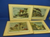 4 Vintage”English Pub” Cork Backed Decorative Hot Pads – Made in England by Pimpernel-- 11 1/2x 15 1