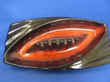 Vintage Ceramic Ashtray Console Bowl w/ Flame Red & Dark Glaze 10” L x 5 1/4” W X 2” Deep