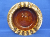 Vintage Hull USA Pottery Ashtray 8” DIA with Incised Deer Design